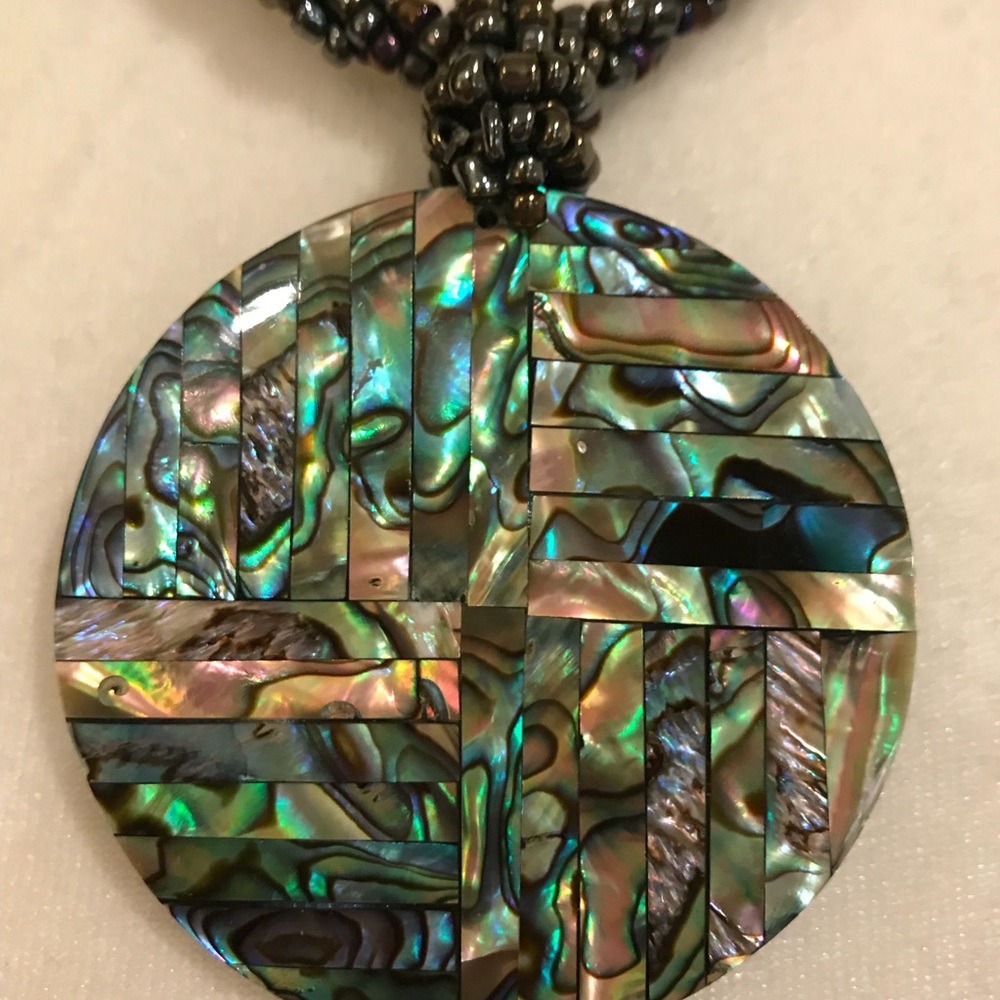 Abalone Disc Pendent Necklace